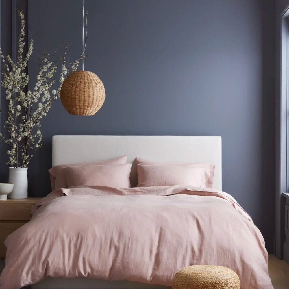 Quince European Linen Duvet Cover, Dusty Mauve, Full/Queen